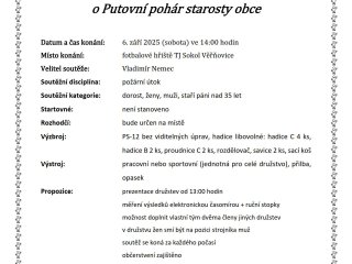Pozvánka na soutěž v požárním útoku o putovní pohár starosty obce 