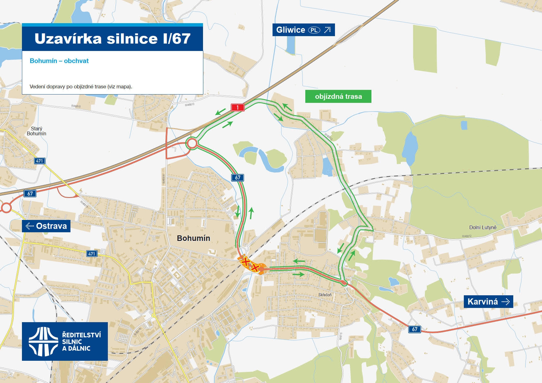  Pokračuje oprava silnice v Bohumíně, březen přinese úplnou uzavírku mostu